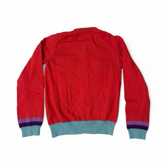 Mini Boden Sweater Cardigan Girls Size 7-8 Years Red Floral Preppy Holiday - Picture 2 of 5